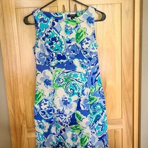 Beautiful A-line CHAPS SZ4 blue, green,white dress